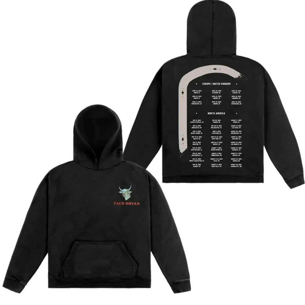 Zach Bryan Black “Burn Burn Burn” Tour Hoodie Sweatshirt (Large)